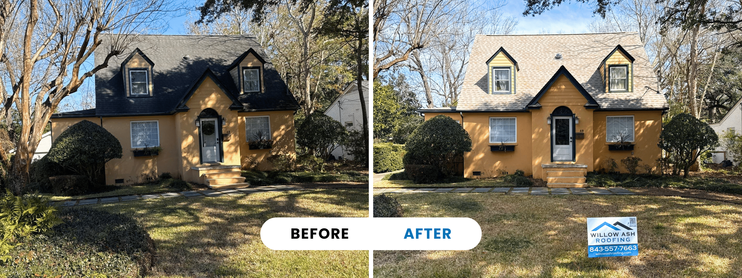 Before After Example Results Willow Ash Roofing SC